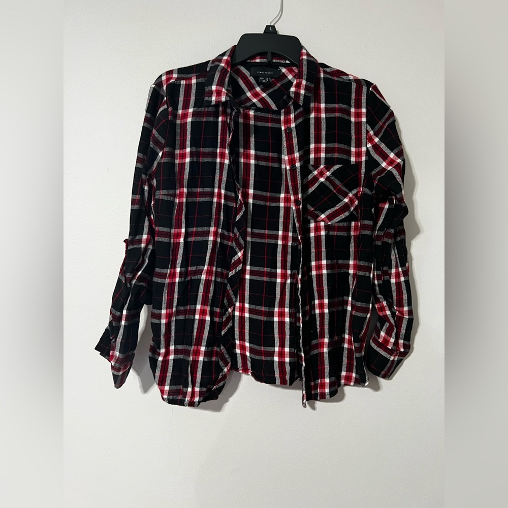 ATMOSPHERE WOMENS RED AND BLACK FLANNEL SIZE 12 SINGLE POCKET LIKE NEW